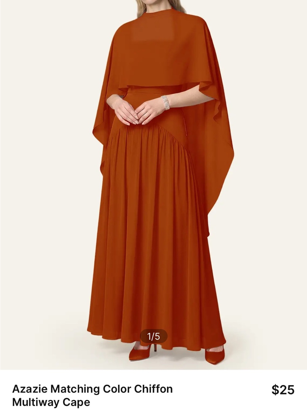 Azazie paprika Chiffon Matching-Color Multiway Cape